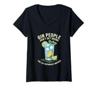 Femme Gin People Dont Get Drunk They Get Botanicaly Inspired T-Shirt avec Col en V