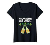 Femme Ginger St. Patrick, Offre-Moi Un Verre et Je ne volerai Pas Ton âme T-Shirt avec Col en V