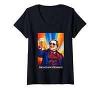Femme Gioachino Rossini Compositeur T-Shirt avec Col en V