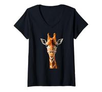 Femme Girafe Afrique Amour Safari Sauvage Douce Girafes T-Shirt avec Col en V