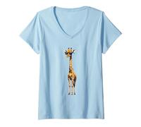 Femme Girafe avec lunettes de soleil - Zoologiste drôle Zookeeper Afrique T-Shirt avec Col en V