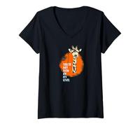 Femme girafe drôle plus haut illustration level game T-Shirt avec Col en V