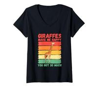 Femme Girafes Make Me Happy You Not So Much T-Shirt avec Col en V