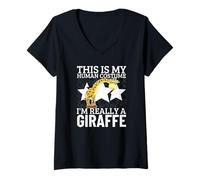 Femme Girafes This is My Human Costume I'm Really A Girafe T-Shirt avec Col en V