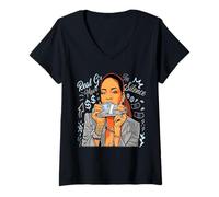 Femme Girl Boss Queen Babe Move in Silence Money Stack T-Shirt avec Col en V