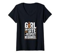 Femme Girl on Site Respect Requis Femmes Construction T-Shirt avec Col en V