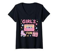 Femme Girls Just Wanna Have Fun Design rétro T-Shirt avec Col en V