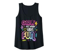 Femme Girls Just Wanna Have Fun Retro années 70, 80, 90, Femmes et Enfants Débardeur
