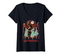 Femme Girl's Night Out Witches Retro Vintage Funny Adult Humor T-Shirt avec Col en V