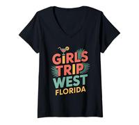 Femme Girls Trip Key West Femmes Filles Besties Florida Vacay T-Shirt avec Col en V