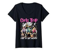 Femme Girls Trip Salem 1692 Time to Get Wicked Halloween Group T-Shirt avec Col en V