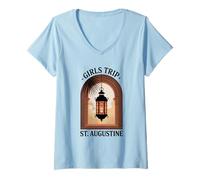 Femme Girls Trip St. Augustine Girls Travel Crew Florida Besties T-Shirt avec Col en V