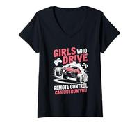 Femme Girls Who Drive Télécommande Can Outrun You RC Car Design T-Shirt avec Col en V