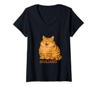 Femme Giuliano The Oat Flake Cat I Don't Get Angry T-Shirt avec Col en V