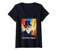 Femme Giuseppe Verdi Compositeur T-Shirt avec Col en V