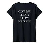 Femme Give Me Liberty Or Give Me Death avec Police Blanche rétro T-Shirt avec Col en V