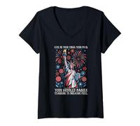 Femme Give Me Your Fatid, Your Poor, Your Huddled Masses Yearning T-Shirt avec Col en V