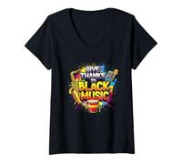 Femme Give Thanks to Black Music - Célébrez l'art Afro-américain T-Shirt avec Col en V
