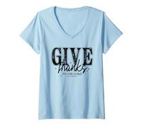 Femme Give Thanks to The Lord Christian Shirt Psaume 136:1 Bible T-Shirt avec Col en V