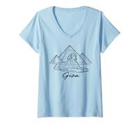 Femme Gizeh Egypte Pyramides Sphinx Ancienne Egypte Pharaon Histoire T-Shirt avec Col en V