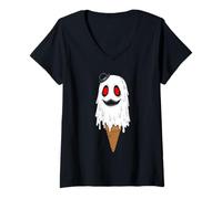 Femme Glace Clown Fantôme - Monstre Effrayant Halloween Lover T-Shirt avec Col en V