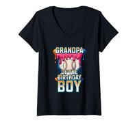 Femme Glace de baseball assortie pour grand-père de l'anniversaire d'un garçon T-Shirt avec Col en V
