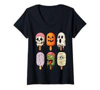 Femme Glace Monstre d'halloween Amusante pour garçons et Filles T-Shirt avec Col en V