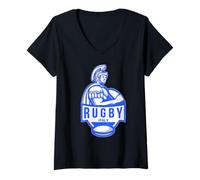 Femme Gladiateur de Rugby Italien T-Shirt avec Col en V