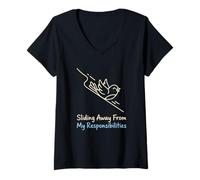 Femme Glisser Loin de Mes responsabilités Procrastinator T-Shirt avec Col en V