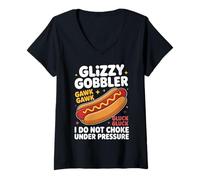 Femme Glizzy Gobbler Funny Hot Dog Meme Humour T-Shirt avec Col en V