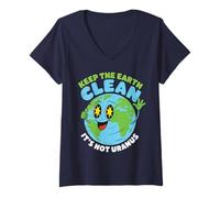 Femme Globe Keep The Earth Clean It's Not Uranus Fun Citation Planet T-Shirt avec Col en V