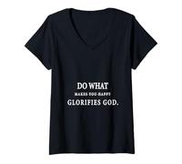 Femme Glorifie Dieu par la Foi et l'adoration T-Shirt avec Col en V