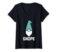 Femme GNOME drôle Disant gnope Humour Minimaliste T-Shirt avec Col en V