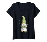 Femme GNOME Fil à Tricoter pour Tricot Saint Patrick T-Shirt avec Col en V
