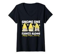 Femme GNOME One Fights Alone Yellow Missing Persons Sensibilisation T-Shirt avec Col en V