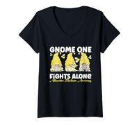Femme GNOME One Fights Alone Yellow Sensibilisation aux médecines alternatives T-Shirt avec Col en V