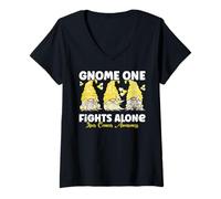 Femme GNOME One Lutte Seul Contre Le Cancer du Foie Jaune T-Shirt avec Col en V