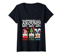 Femme GNOME Valentines St Patrick Pâques Joyeuses Fêtes T-Shirt avec Col en V