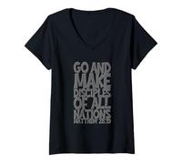 Femme Go and Make Disciples of All Nation Matthew 28:19 Effet 3D T-Shirt avec Col en V