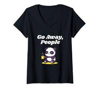 Femme Go Away People Introverti Offensif Antisocial Rude Dire T-Shirt avec Col en V