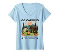 Femme Go Camping Worst Case Scénario You Get Eaten by A Bear Humour T-Shirt avec Col en V
