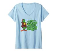 Femme Go Clean And Go Green Retro Woodsy Owl Officially Licensed T-Shirt avec Col en V