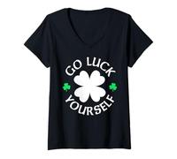 Femme Go Luck Yourself Humour humoristique pour la Saint-Patrick T-Shirt avec Col en V