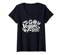 Femme Go Vegan Shirt Clean Healthy Eating Green Fiers Vegetarian T-Shirt avec Col en V