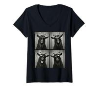 Femme Goat in Sunglasses Funny Photobooth Goat Selfie Farm Animal T-Shirt avec Col en V