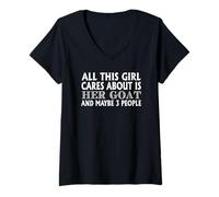 Femme Goat Lover Funny Citation All This Girl Cares About T-Shirt avec Col en V