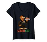 Femme Gobblegool Gobble Italien Gobble Turquie Jour Automne Thanksgiving T-Shirt avec Col en V