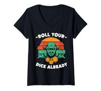 Femme Goblin - Roll Your Dice Already - Jeu de Fantaisie - Gobelins T-Shirt avec Col en V