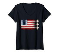 Femme God Bless the U.S.A. Pride of the US-Americans T-Shirt avec Col en V
