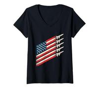 Femme God Bless the U.S.A. Pride of the US-Americans T-Shirt avec Col en V
